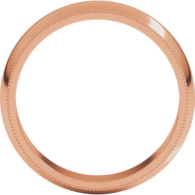 14K Yellow Or White Or Rose Gold Or Sterling Silver Or Platinum Or Palladium Milgrain Standard Fit Half Round Band