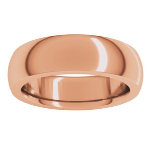 10K Rose Gold 6 Mm Comfort-Fit Heavyweight Half Round Comfort Fit Heavy Band Size 8.5