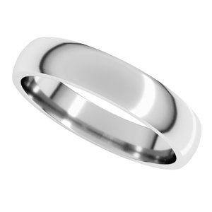 14K White Gold Or Sterling Silver Lightweight Comfort-Fit Half Round Band