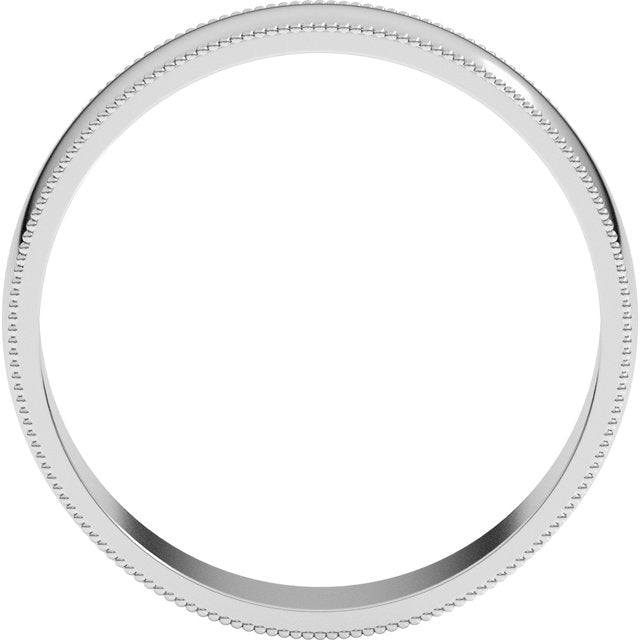 14K Yellow Or White Or Rose Gold Or Sterling Silver Or Platinum Standard Lightweight Milgrain Half Round Band