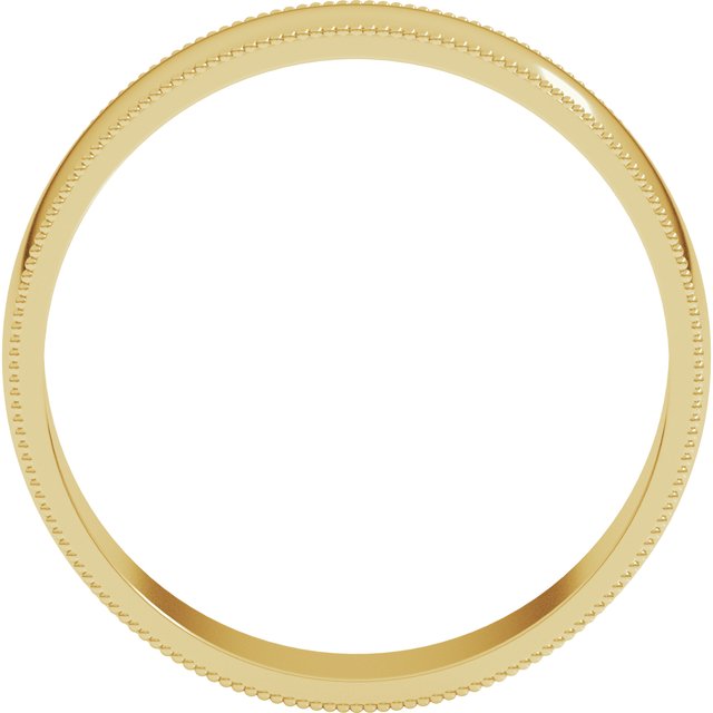 14K Yellow Or White Or Rose Gold Or Sterling Silver Or Platinum Standard Lightweight Milgrain Half Round Band