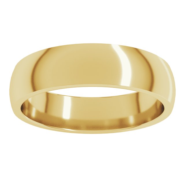 18K Yellow Or White Or Rose Gold Or Palladium Lightweight Comfort-Fit Half Round Band