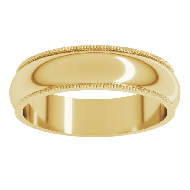 18K Yellow Gold Milgrain Standard Fit Half Round Band