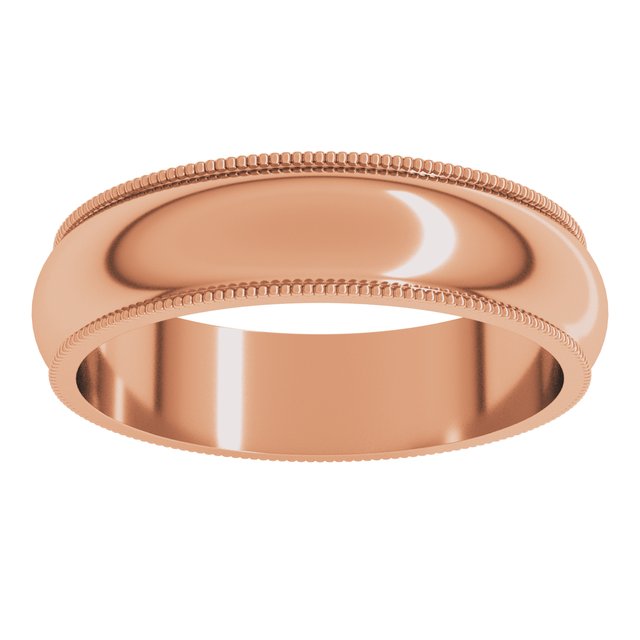 14K Yellow Or White Or Rose Gold Or Sterling Silver Or Platinum Or Palladium Milgrain Standard Fit Half Round Band