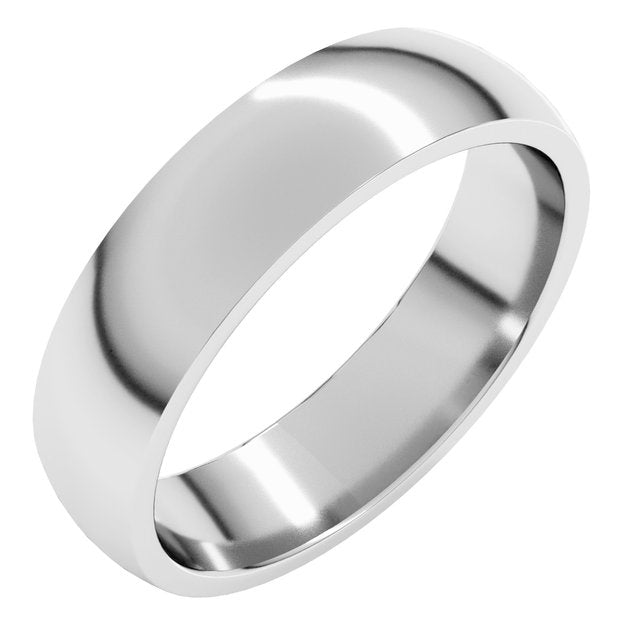 Sterling Silver Or Platinum Lightweight Comfort-Fit Half Round Band