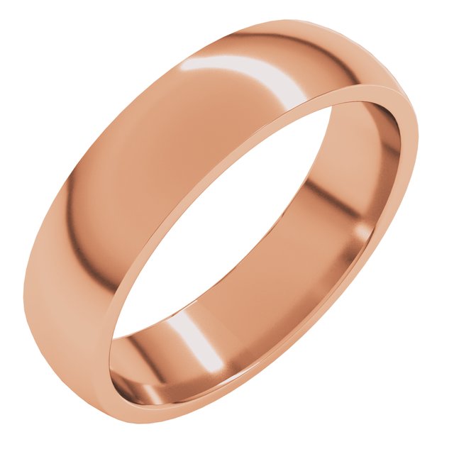 18K Yellow Or White Or Rose Gold Or Palladium Lightweight Comfort-Fit Half Round Band