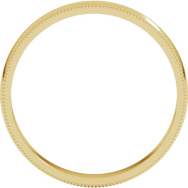 14K Yellow Or White Or Rose Gold Or Sterling Silver Or Platinum Standard Lightweight Milgrain Half Round Band