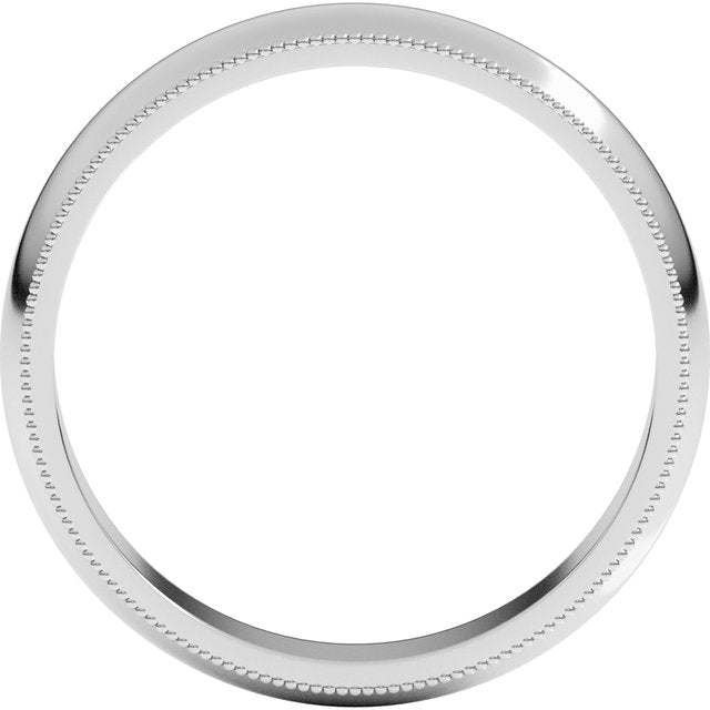 14K Yellow Or White Or Rose Gold Or Sterling Silver Or Platinum Or Palladium Milgrain Standard Fit Half Round Band