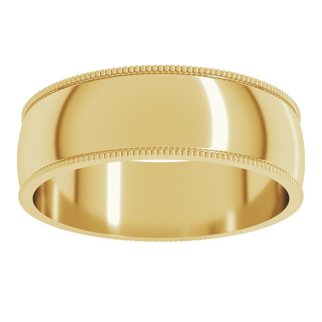 14K Yellow Or White Or Rose Gold Or Sterling Silver Or Platinum Standard Lightweight Milgrain Half Round Band