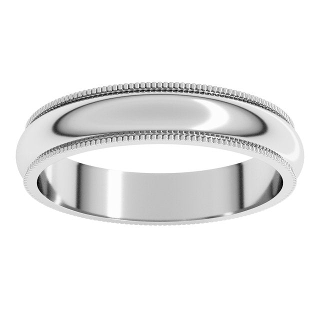 14K Yellow Or White Or Rose Gold Or Sterling Silver Or Platinum Or Palladium Milgrain Standard Fit Half Round Band