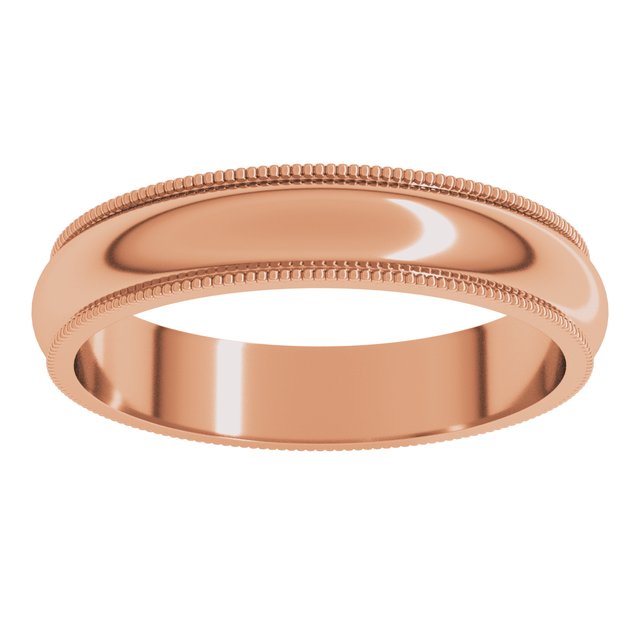 10K Yellow Or White Or Rose Gold Milgrain Standard Fit Half Round Band