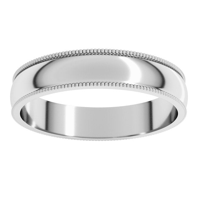 14K Yellow Or White Or Rose Gold Or Sterling Silver Or Platinum Standard Lightweight Milgrain Half Round Band