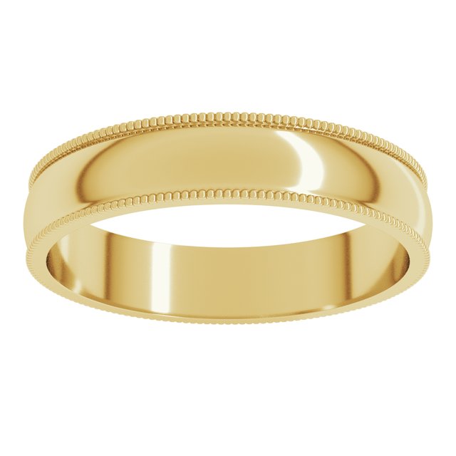 14K Yellow Or White Or Rose Gold Or Sterling Silver Or Platinum Standard Lightweight Milgrain Half Round Band