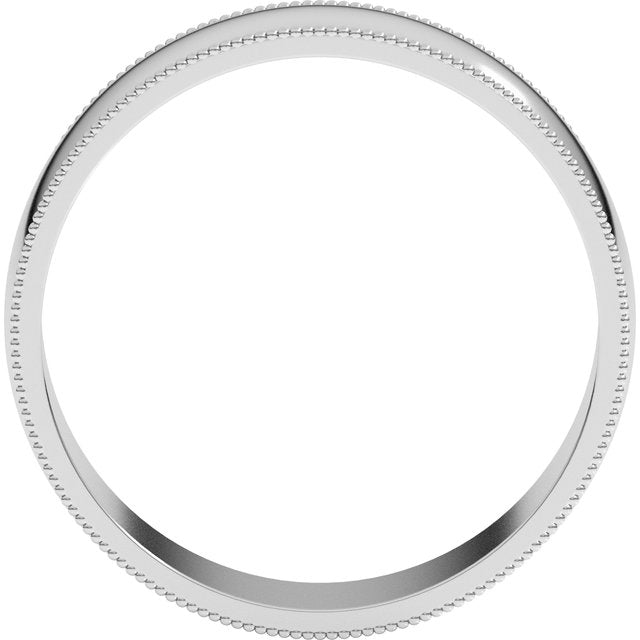 14K Yellow Or White Or Rose Gold Or Sterling Silver Or Platinum Standard Lightweight Milgrain Half Round Band
