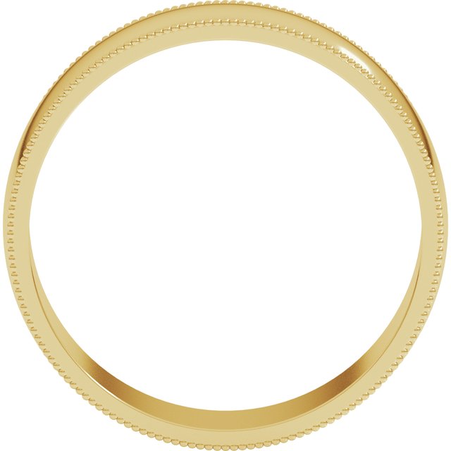 14K Yellow Or White Or Rose Gold Or Sterling Silver Or Platinum Standard Lightweight Milgrain Half Round Band