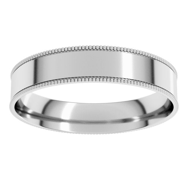 14K Yellow Or White Or Rose Gold Or Sterling Silver Or Platinum Standard Weight Milgrain Flat Comfort Fit Band