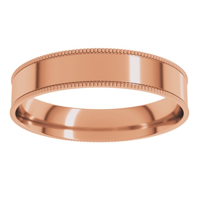 14K Yellow Or White Or Rose Gold Or Sterling Silver Or Platinum Standard Weight Milgrain Flat Comfort Fit Band
