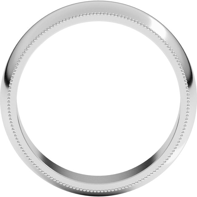 14K Yellow Or White Or Rose Gold Or Sterling Silver Or Platinum Or Palladium Milgrain Standard Fit Half Round Band