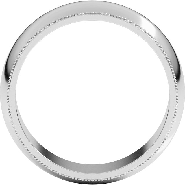 14K Yellow Or White Or Rose Gold Or Sterling Silver Or Platinum Or Palladium Milgrain Standard Fit Half Round Band