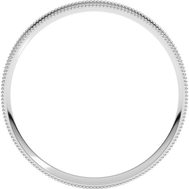 14K Yellow Or White Or Rose Gold Or Sterling Silver Or Platinum Standard Weight Milgrain Flat Comfort Fit Band