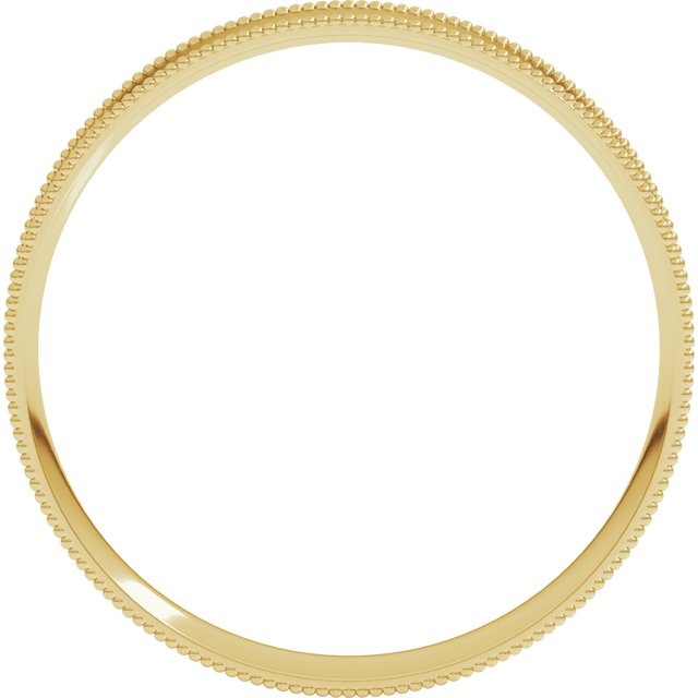 14K Yellow Or White Or Rose Gold Or Sterling Silver Or Platinum Standard Weight Milgrain Flat Comfort Fit Band