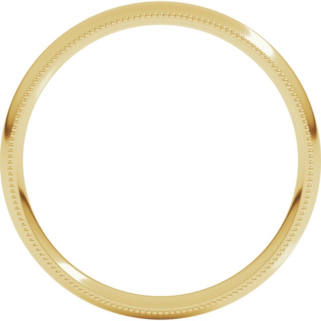 14K Yellow Or White Gold Or Sterling Silver Or Platinum Milgrain Half Round Comfort Fit Light Band