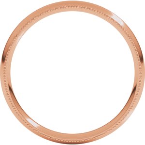 14K Yellow Or White Or Rose Gold Or Sterling Silver Or Platinum Milgrain Comfort-Fit Half Round Band