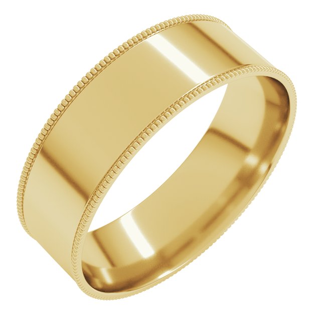 14K Yellow Or White Or Rose Gold Or Sterling Silver Or Platinum Standard Weight Milgrain Flat Comfort Fit Band