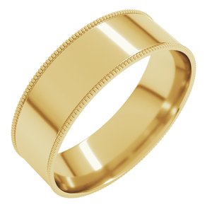 18K Yellow Or White Or Rose Gold Milgrain Comfort-Fit Flat Band