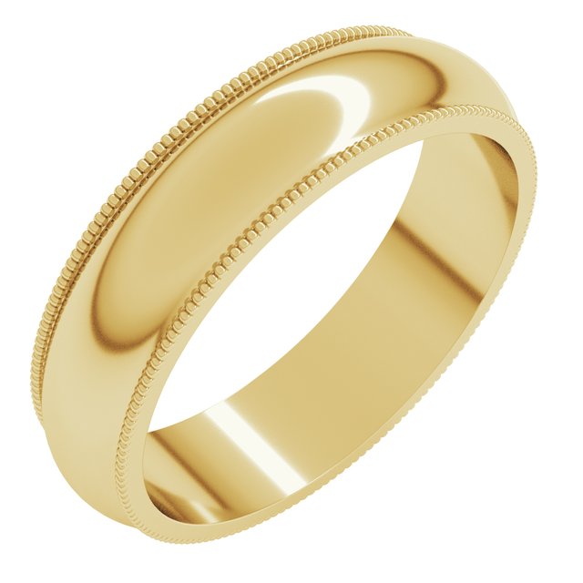 14K Yellow Or White Or Rose Gold Or Sterling Silver Or Platinum Or Palladium Milgrain Standard Fit Half Round Band