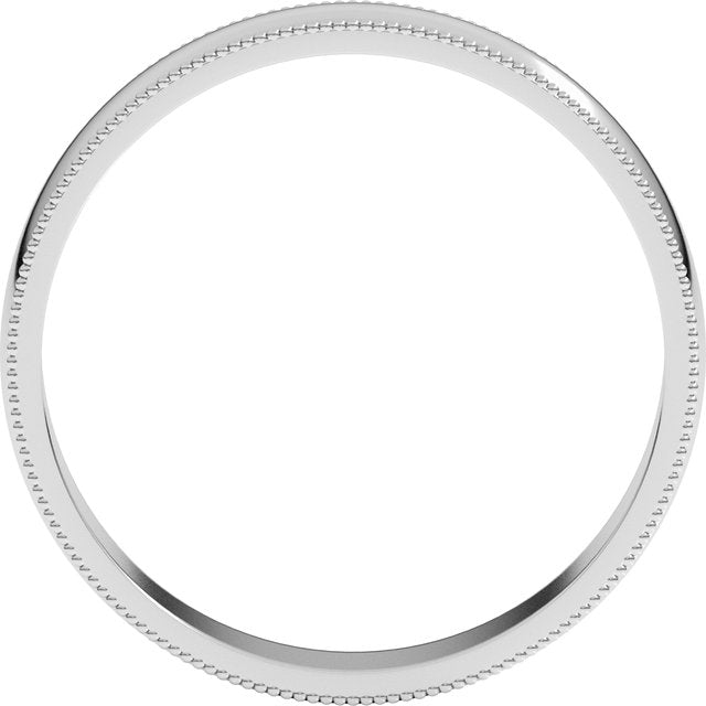 14K Yellow Or White Or Rose Gold Or Sterling Silver Or Platinum Standard Lightweight Milgrain Half Round Band