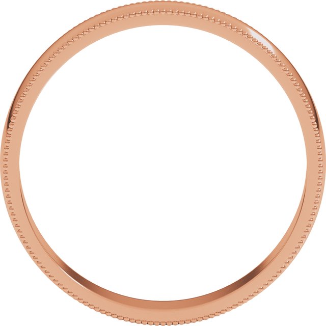 14K Yellow Or White Or Rose Gold Or Sterling Silver Or Platinum Standard Lightweight Milgrain Half Round Band