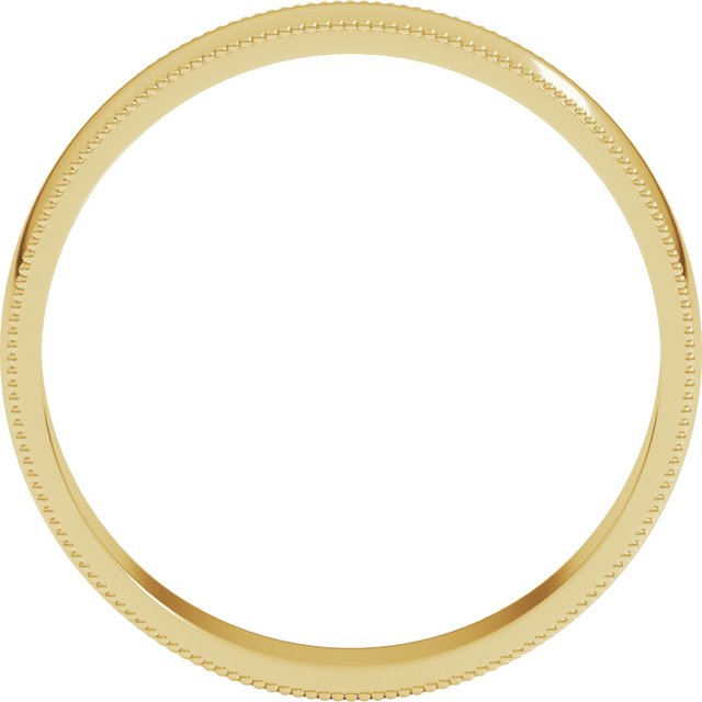14K Yellow Or White Or Rose Gold Or Sterling Silver Or Platinum Standard Lightweight Milgrain Half Round Band