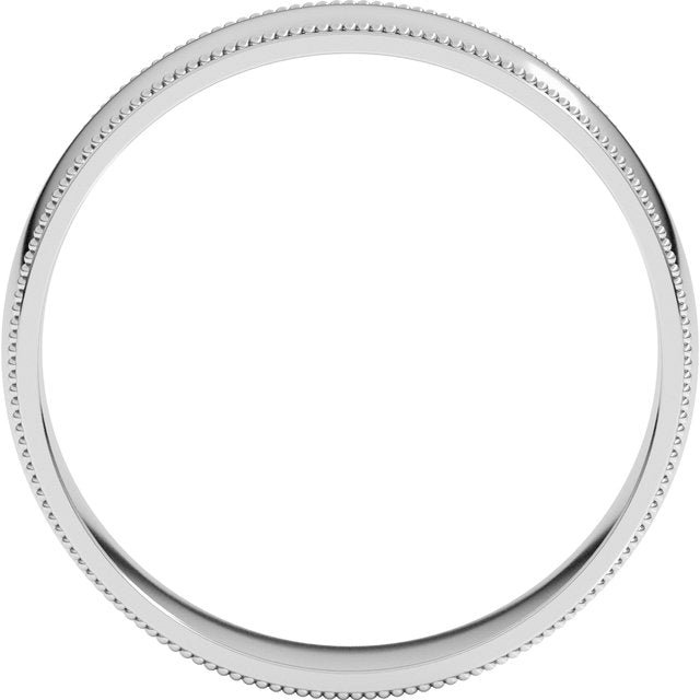 14K Yellow Or White Or Rose Gold Or Sterling Silver Or Platinum Or Palladium Standard Milgrain Comfort-Fit Half Round Band