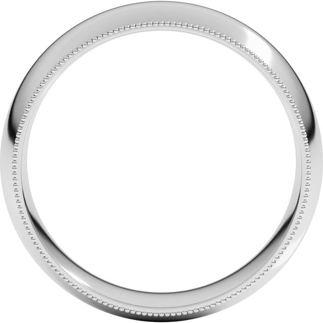 14K Yellow Or White Gold Or Sterling Silver Or Platinum Milgrain Half Round Comfort Fit Light Band