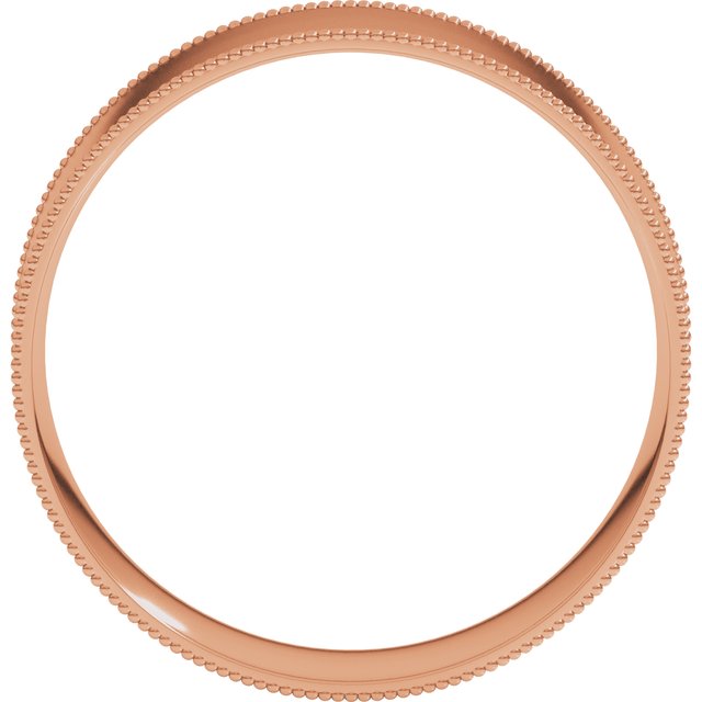 14K Yellow Or White Or Rose Gold Or Sterling Silver Or Platinum Standard Weight Milgrain Flat Comfort Fit Band