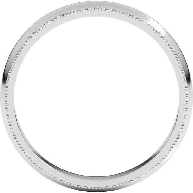 14K Yellow Or White Or Rose Gold Or Sterling Silver Or Platinum Or Palladium Milgrain Standard Fit Half Round Band