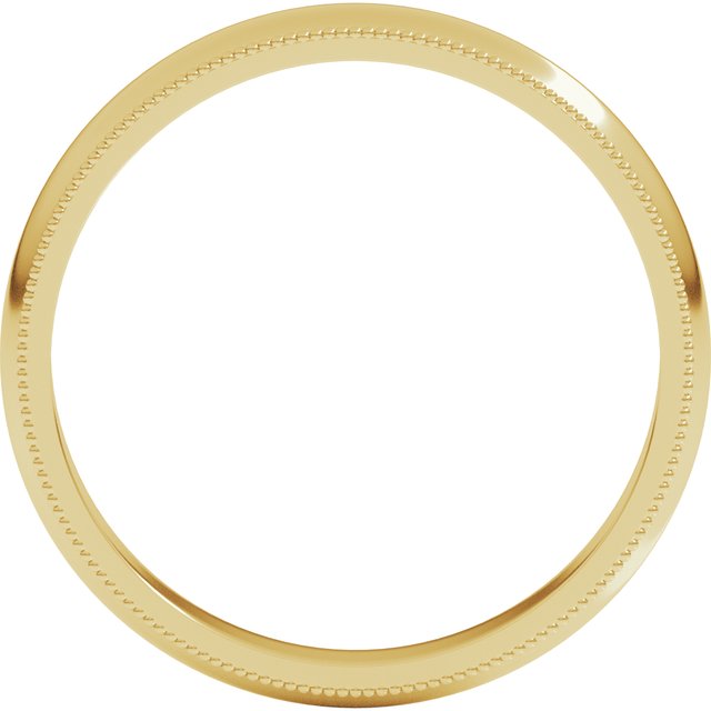 14K Yellow Or White Or Rose Gold Or Sterling Silver Or Platinum Or Palladium Milgrain Standard Fit Half Round Band