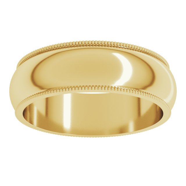 14K Yellow Or White Or Rose Gold Or Sterling Silver Or Platinum Or Palladium Milgrain Standard Fit Half Round Band