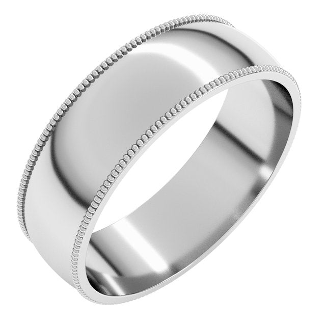 14K Yellow Or White Or Rose Gold Or Sterling Silver Or Platinum Or Palladium Standard Milgrain Comfort-Fit Half Round Band