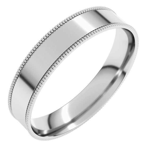 14K Yellow Or White Or Rose Gold Or Sterling Silver Or Platinum Standard Weight Milgrain Flat Comfort Fit Band