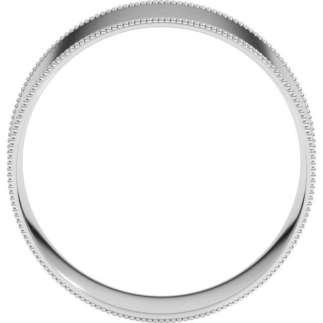 14K Yellow Or White Or Rose Gold Or Sterling Silver Or Platinum Standard Weight Milgrain Flat Comfort Fit Band