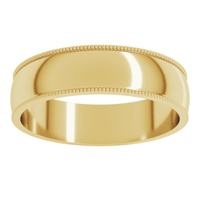 14K Yellow Or White Or Rose Gold Or Sterling Silver Or Platinum Standard Lightweight Milgrain Half Round Band