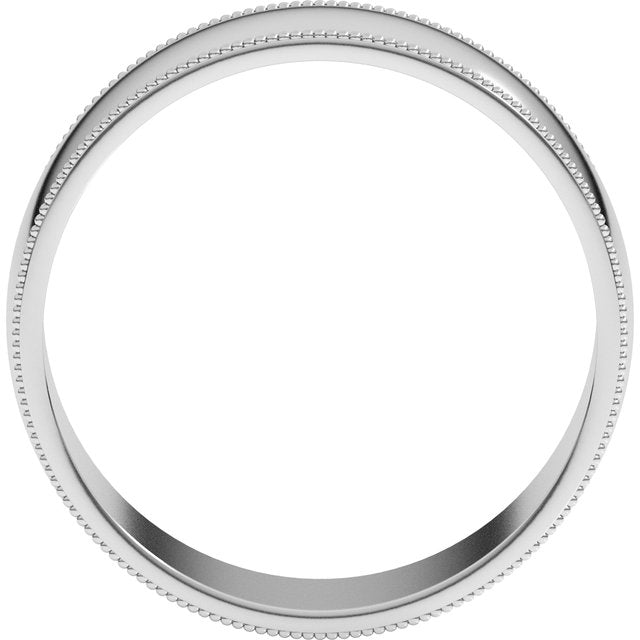 14K Yellow Or White Or Rose Gold Or Sterling Silver Or Platinum Standard Lightweight Milgrain Half Round Band