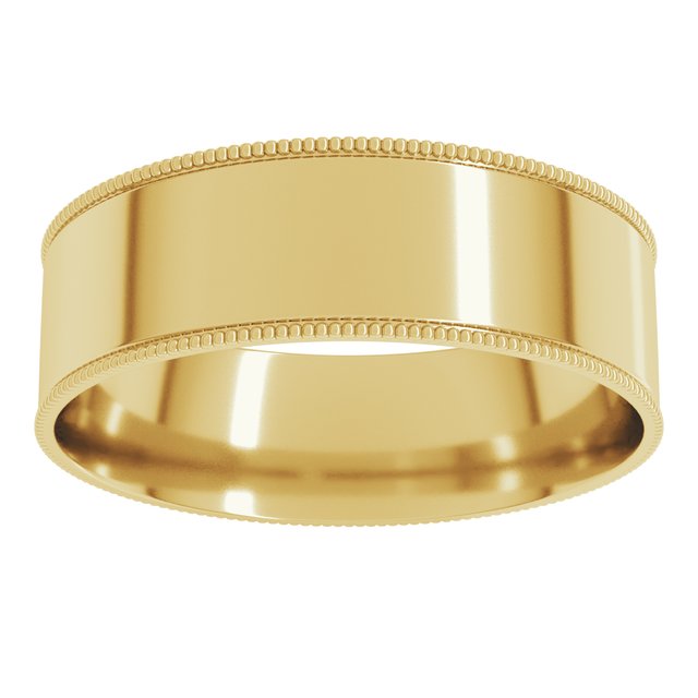 14K Yellow Or White Or Rose Gold Or Sterling Silver Or Platinum Standard Weight Milgrain Flat Comfort Fit Band