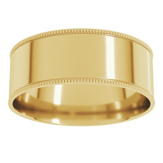 14K Yellow Or White Or Rose Gold Or Sterling Silver Or Platinum Standard Weight Milgrain Flat Comfort Fit Band