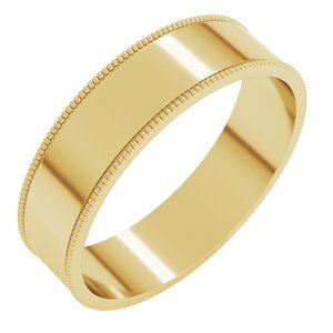 18K Yellow Or White Or Rose Gold Milgrain Comfort-Fit Flat Band