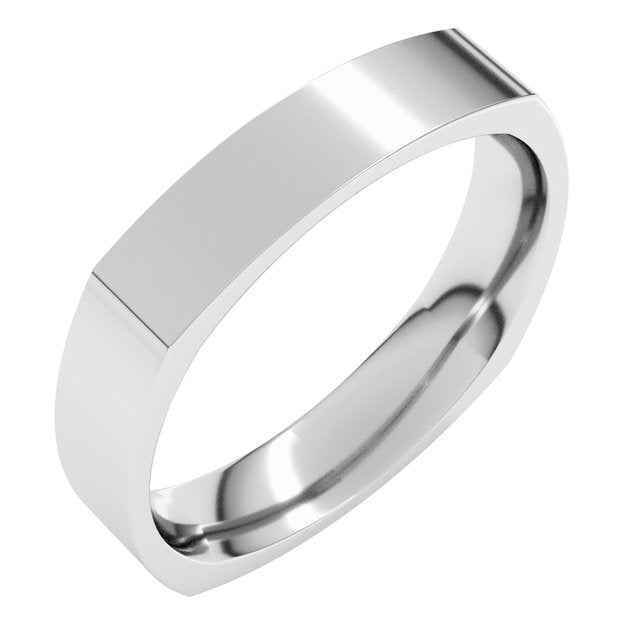14K Yellow Or White Or Rose Gold Or Sterling Silver Or Platinum Standard Weight Comfort-Fit Square Band