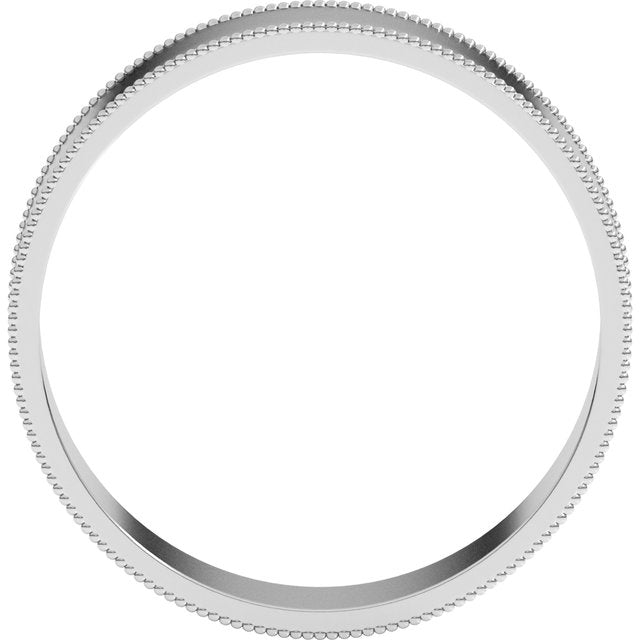 14K Yellow Or White Or Rose Gold Or Sterling Silver Or Platinum Standard Weight Milgrain Flat Comfort Fit Band