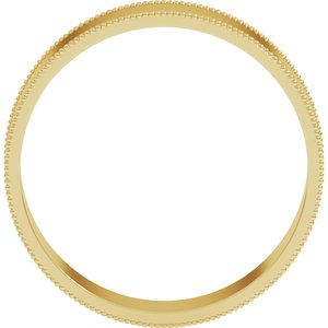 18K Yellow Or White Or Rose Gold Milgrain Comfort-Fit Flat Band